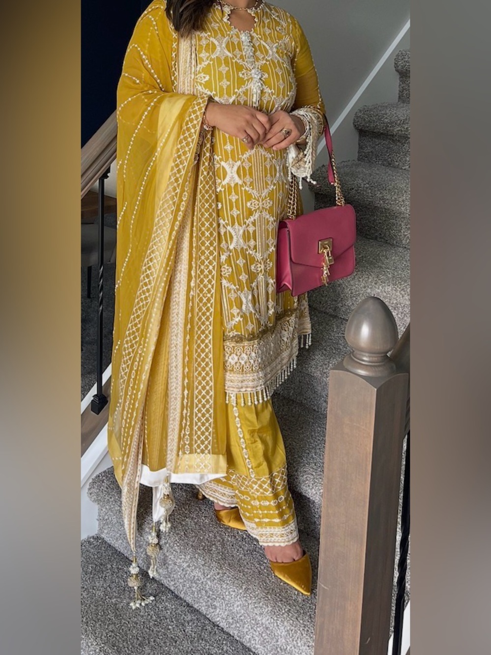 Mustard Yellow Embroidered Salwar Kameez with Dupatta